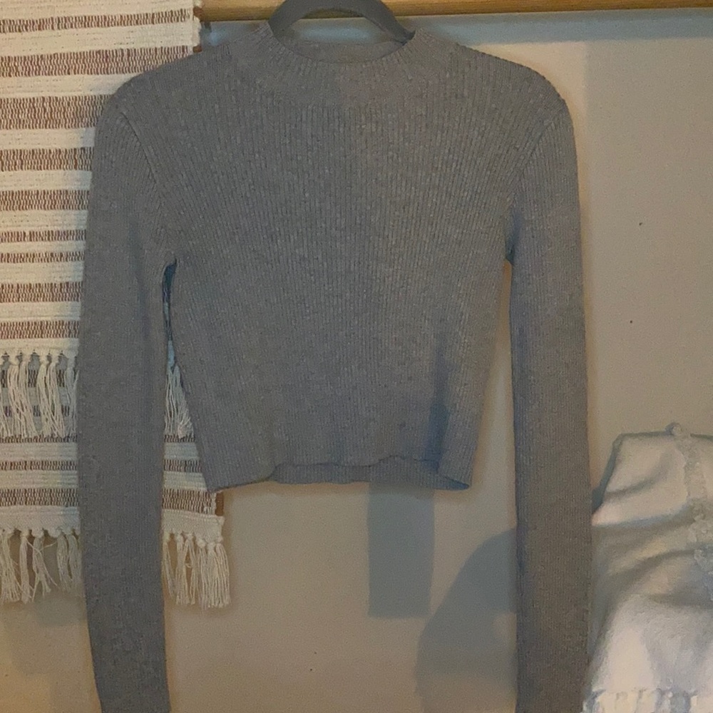 Brandy Melville grey ribbed mock neck sweater